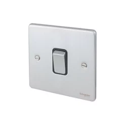 Schneider Electric Ultimate Low Profile 16AX 1-Gang 2-Way Light Switch Brushed Chrome with Black Inserts
