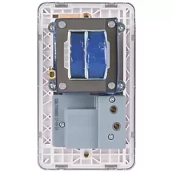 Schneider Electric Lisse Deco 2-Gang Dual Voltage Shaver Socket 115 / 230V Brushed Stainless Steel with White Inserts -Sockets Sales Store 800FF A1