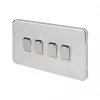 Schneider Electric Lisse Deco 10AX 4-Gang 2-Way Light Switch Polished Chrome with White Inserts -Sockets Sales Store 818FF P