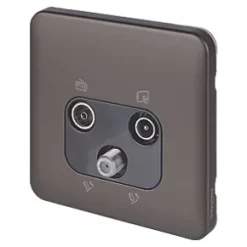 Schneider Electric Lisse Deco 1-Gang Triplex Multimedia Socket Mocha Bronze with Black Inserts