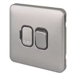 Schneider Electric Lisse Deco 13A Switched Fused Spur Brushed Stainless Steel with Black Inserts