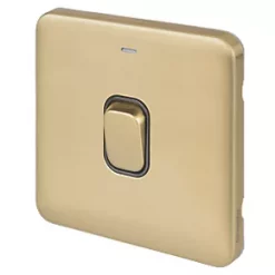 Schneider Electric Lisse Deco 20AX 1-Gang DP Control Switch Satin Brass with LED with Black Inserts
