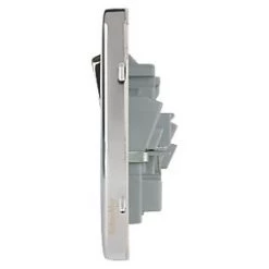 Schneider Electric Lisse Deco 13A 2-Gang SP Switched Plug Socket Polished Chrome with White Inserts -Sockets Sales Store 842FF A2