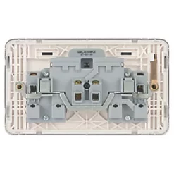 Schneider Electric Lisse Deco 13A 2-Gang SP Switched Plug Socket Polished Chrome with White Inserts -Sockets Sales Store 842FF A3