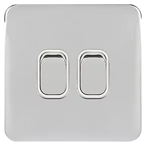 Schneider Electric Lisse Deco 10AX 2-Gang 2-Way Light Switch Polished Chrome with White Inserts 4 Schneider Electric Lisse Deco 10AX 2-Gang 2-Way Light Switch Polished Chrome with White Inserts - Image 2