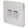 Schneider Electric Lisse Deco 10AX 2-Gang 2-Way Light Switch Polished Chrome with White Inserts -Sockets Sales Store 851FF P