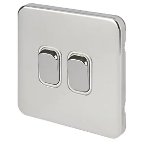 Schneider Electric Lisse Deco 10AX 2-Gang 2-Way Light Switch Polished Chrome with White Inserts 3 Schneider Electric Lisse Deco 10AX 2-Gang 2-Way Light Switch Polished Chrome with White Inserts