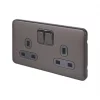 Schneider Electric Lisse Deco 13A 2-Gang DP Switched Plug Socket Mocha Bronze with Black Inserts -Sockets Sales Store 863FF P