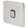 Schneider Electric Lisse Deco 10AX 1-Gang 2-Way Light Switch Polished Chrome with Black Inserts -Sockets Sales Store 872FF P