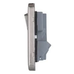 Schneider Electric Lisse Deco 13A 1-Gang SP Switched Socket + 2.1A 2-Outlet Type A USB Charger Brushed Stainless Steel with Black Inserts -Sockets Sales Store 882CC A2