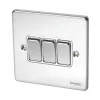 Schneider Electric Ultimate Low Profile 16AX 3-Gang 2-Way Light Switch Polished Chrome with White Inserts -Sockets Sales Store 9231J P