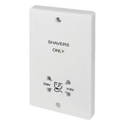 Schneider Electric Ultimate Slimline 2-Gang Dual Voltage Shaver Socket 115 / 230V White
