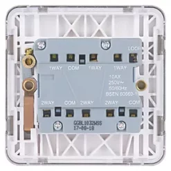 Schneider Electric Lisse Deco 10AX 3-Gang 2-Way Light Switch Brushed Stainless Steel with White Inserts -Sockets Sales Store 946FF A3