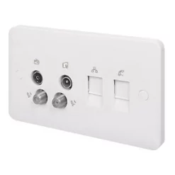 Schneider Electric Lisse 2-Gang Quadruplex Multimedia Socket White