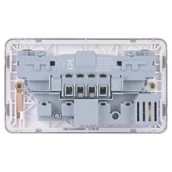 Schneider Electric Lisse Deco 13A 2-Gang SP Switched Socket + 2.1A 2-Outlet Type A USB Charger Brushed Stainless Steel with White Inserts -Sockets Sales Store 969FF A2