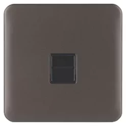 Schneider Electric Lisse Deco Master Telephone Socket Mocha Bronze with Black Inserts -Sockets Sales Store 975FF A1