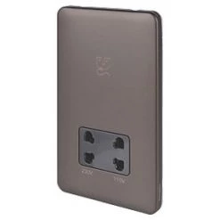 Schneider Electric Lisse Deco 2-Gang Dual Voltage Shaver Socket 115 / 230V Mocha Bronze with Black Inserts