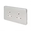 Schneider Electric Lisse Deco 13A 2-Gang Unswitched Plug Socket Polished Chrome with White Inserts -Sockets Sales Store 978FF P