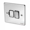 Schneider Electric Ultimate Low Profile 13A Switched Fused Spur Polished Chrome with Black Inserts -Sockets Sales Store 9795J P
