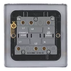 Schneider Electric Ultimate Low Profile 10A 1-Gang 3-Pole Fan Isolator Switch Brushed Chrome with Black Inserts -Sockets Sales Store 9976J A4