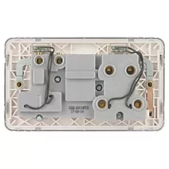 Schneider Electric Lisse Deco 45A 2-Gang DP Cooker Switch & 13A DP Switched Socket Polished Chrome with LED with White Inserts -Sockets Sales Store 997FF A3