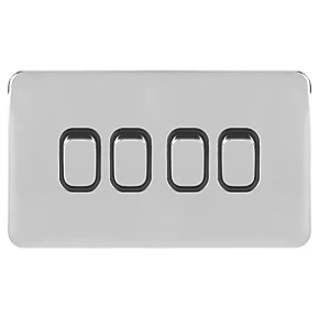 Schneider Electric Lisse Deco 10AX 4-Gang 2-Way Light Switch Polished Chrome with Black Inserts 4 Schneider Electric Lisse Deco 10AX 4-Gang 2-Way Light Switch Polished Chrome with Black Inserts - Image 2