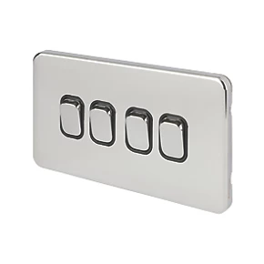 Schneider Electric Lisse Deco 10AX 4-Gang 2-Way Light Switch Polished Chrome with Black Inserts 3 Schneider Electric Lisse Deco 10AX 4-Gang 2-Way Light Switch Polished Chrome with Black Inserts